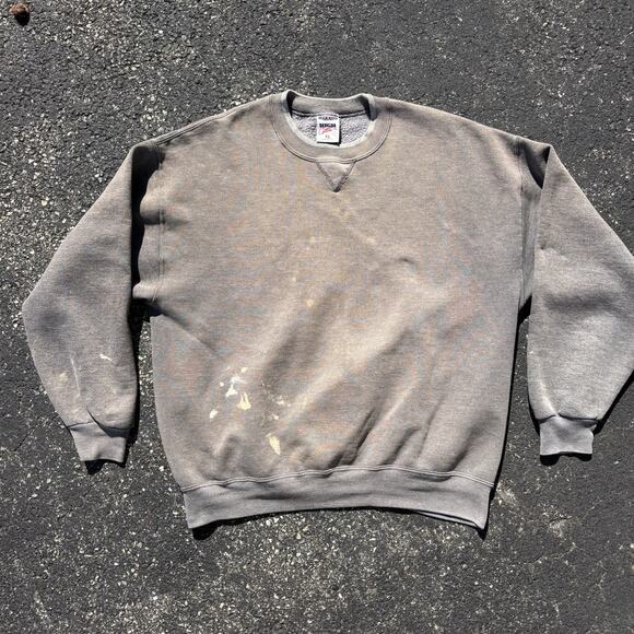 Jerseez Vintage 90s High Cotton Crewneck Green W/ Paint Faded Grunge 90s Mens XL - Picture 1 of 5